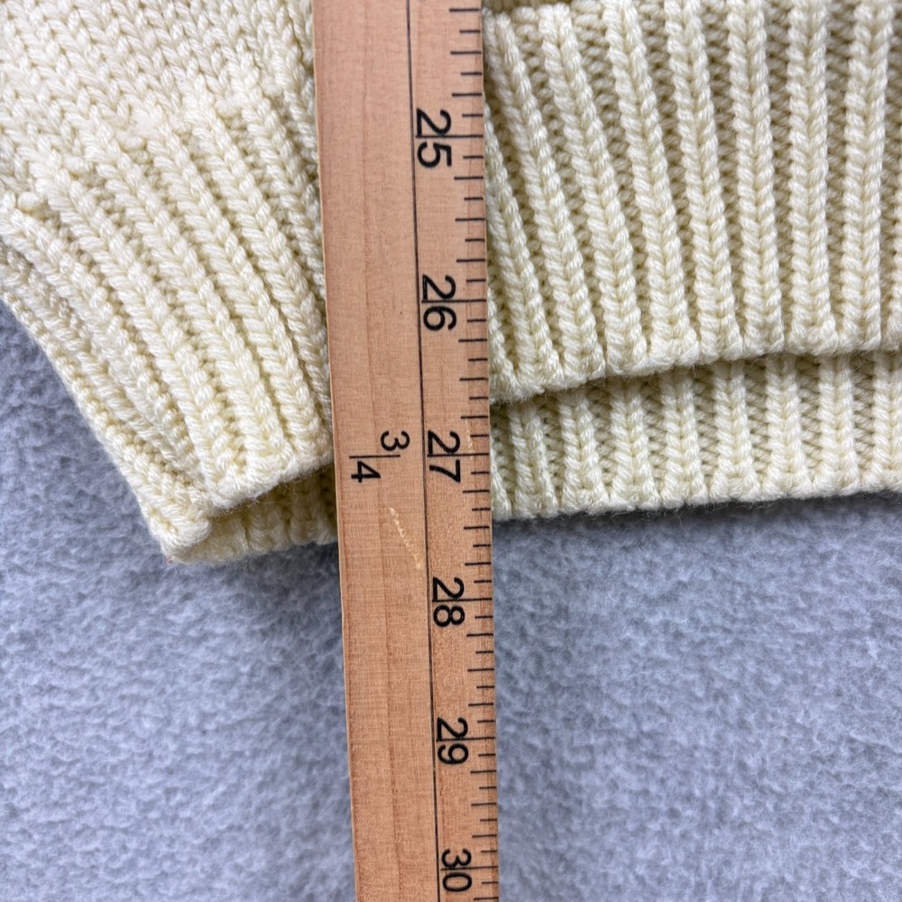 Vintage Puritan Sweater Hoodie Mens Large Ivory Chunky Knit Henley Pullover 80s - Picture 7 of 8